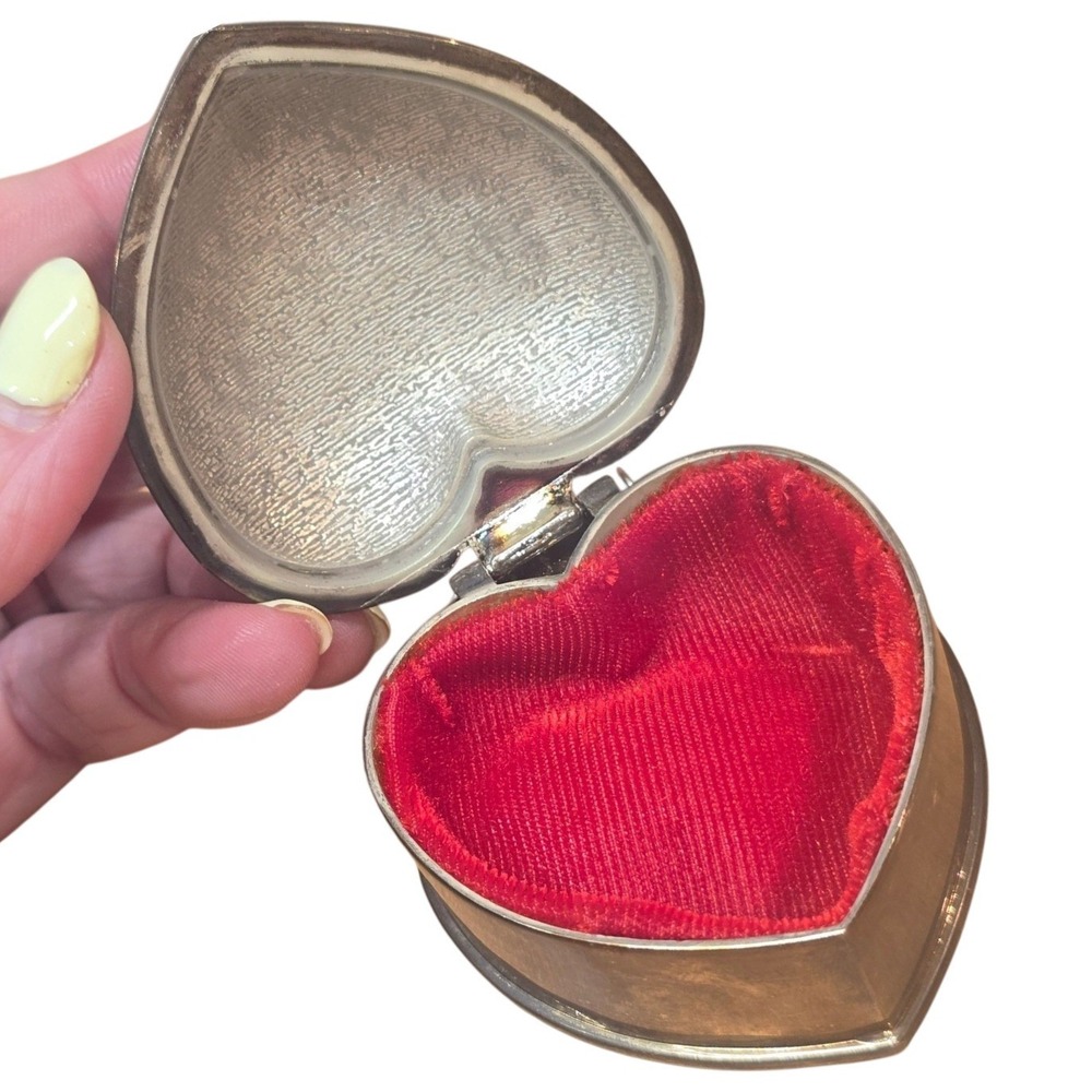 Do you have the initials "CAF"? Silver colored red velvet line jewelry box heart